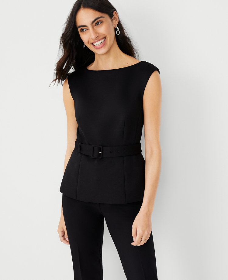 The Petite Belted Top in Double Knit