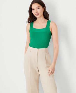 Ribbed Square Neck Sweater Shell