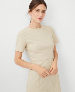 The Petite Short Sleeve Sheath Dress in Bi-Stretch