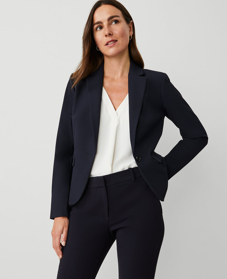 The Notched One Button Blazer in Seasonless Stretch