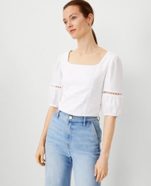 Petite Square Neck Puff Sleeve Top