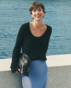 Ribbed Scoop Neck Sweater