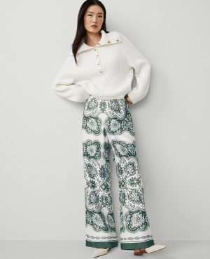The Easy Wide-Leg Pant in Paisley Satin