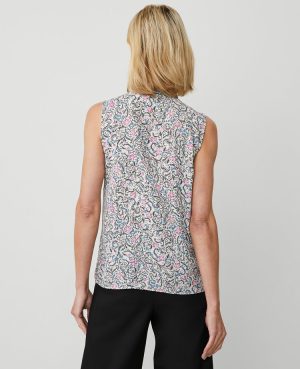 Floral Pintucked Sleeveless Top