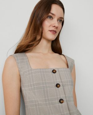Plaid Square Neck Vest