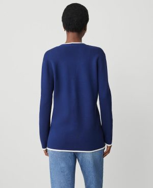 Tipped V-Neck Sweater Blazer