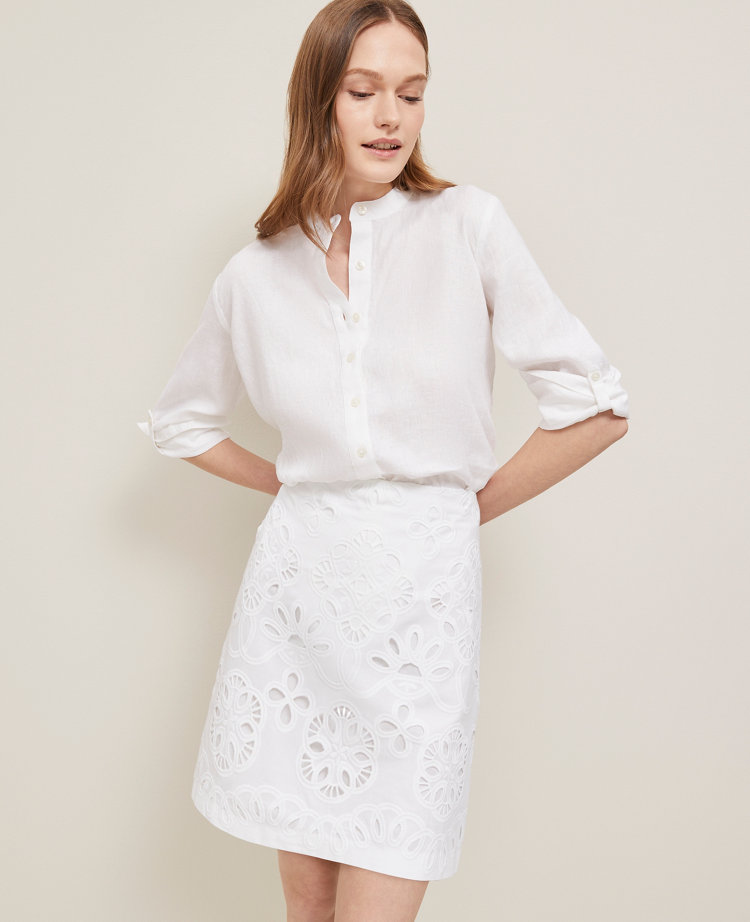 Eyelet A-Line Skirt