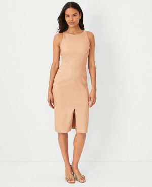 The Petite Cutaway Sheath Dress in Linen Blend