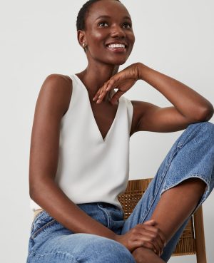 Mixed Media V-Neck Shell