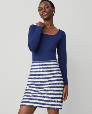 Striped Boucl&eacute; Tweed Skirt