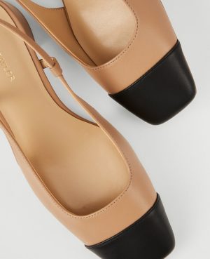 Leather Cap Toe Block Heel Pumps