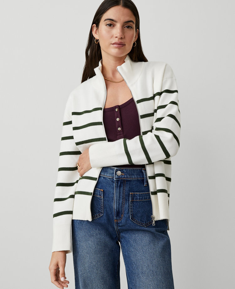 Striped Zip Sweater Jacket