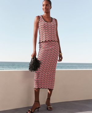 Petite Striped Crochet Sweater Skirt