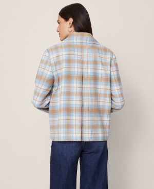 Weekend Collection Plaid Short Trench Coat