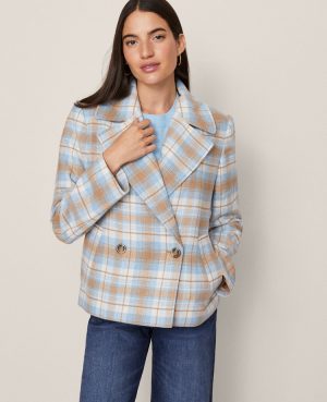 Weekend Collection Plaid Short Trench Coat
