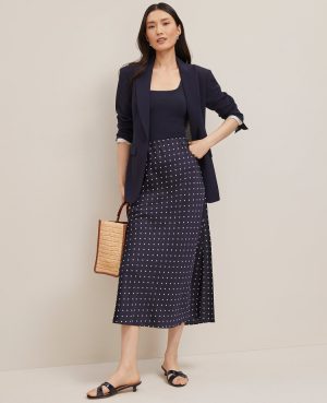 Dotted Satin Bias Slip Skirt