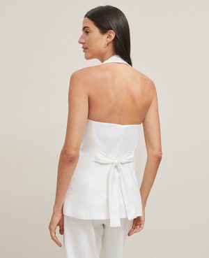 The Petite Halter Vest in Linen Blend