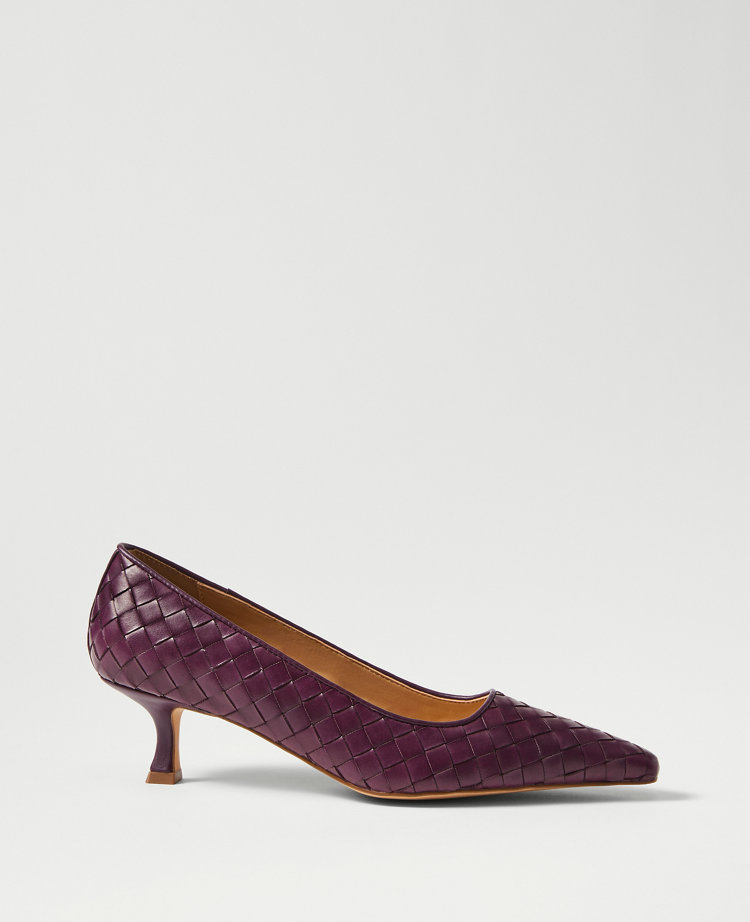 Woven Nip Toe Kitten Heel Pumps