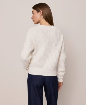 Weekend Collection Popcorn-Stitch Cable Sweater