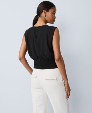 Pleated Satin Tank Top