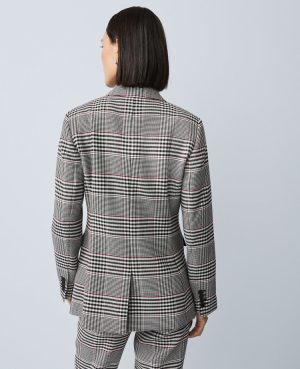 Petite Plaid Fitted Long Blazer