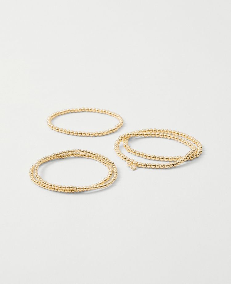 Metal Beaded Stretch Bracelet Set