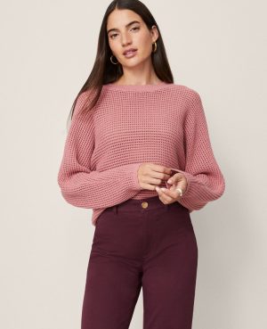 Petite Weekend Collection Open Stitch Scalloped Sweater