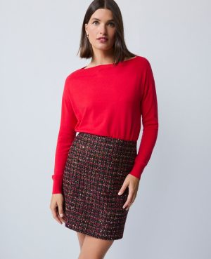 Sequin Tweed A-Line Skirt