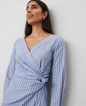 Petite Striped Asymmetric Shirtdress