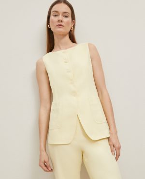 Petite Linen Blend Long Vest