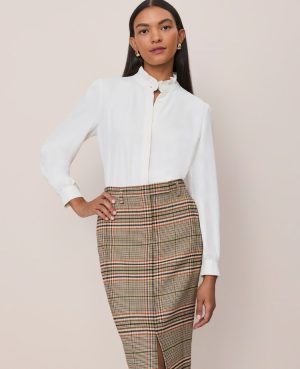 Ruffle Neck Satin Blouse