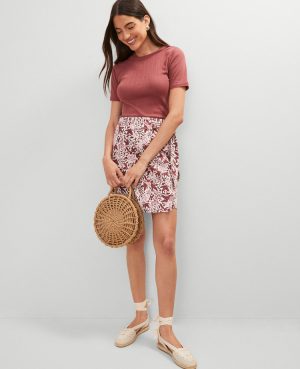 Weekend Collection Floral Linen Blend Wrap Skirt