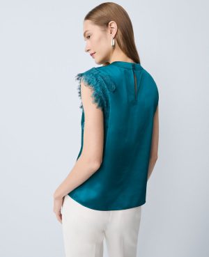 Lace Trimmed Satin Top