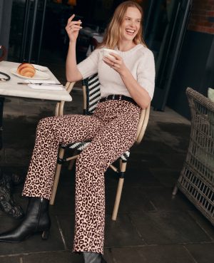 Weekend Collection High Rise Corduroy Pant in Animal Print
