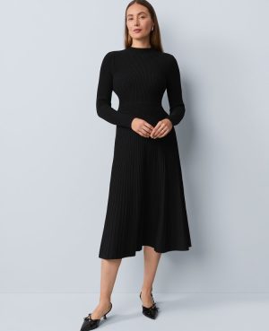 Petite Ribbed Mock Neck Sweater Dress