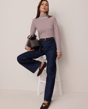 Weekend Collection Striped Turtleneck Top
