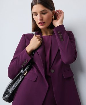 Fluid Crepe Fitted Long Blazer