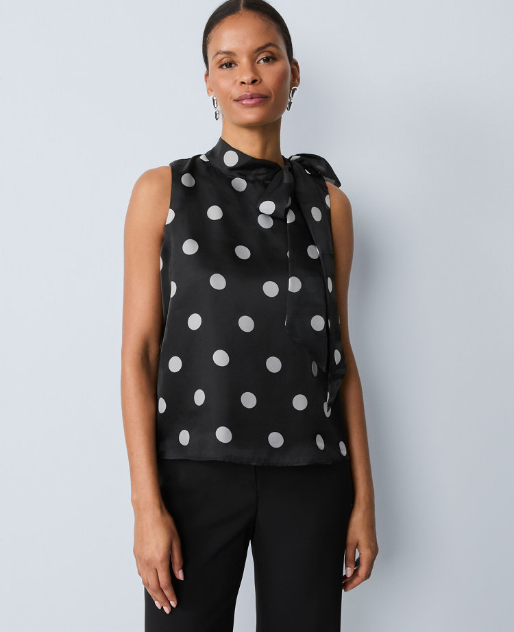 Dotted Tie Neck Halter Top