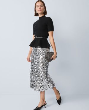 Sequin Column Midi Skirt
