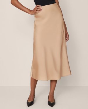 Satin Bias Midi Slip Skirt
