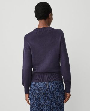 Petite Button Envelope Neck Sweater