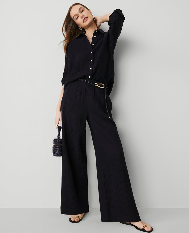 The Petite Pull-On Wide-Leg Pant in Triple Cloth