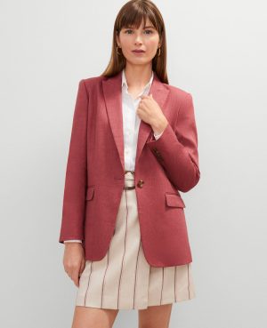 The Petite Longline Blazer in Linen Blend