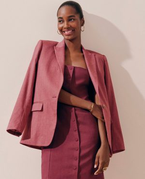 The Petite Longline Blazer in Linen Blend
