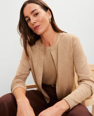 Petite Shimmer Open Cardigan