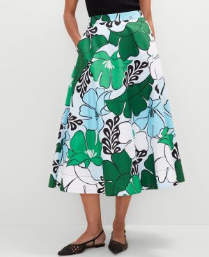 Petite Floral Tea Length Skirt