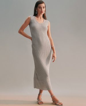 Scoop Neck Metallic Dress