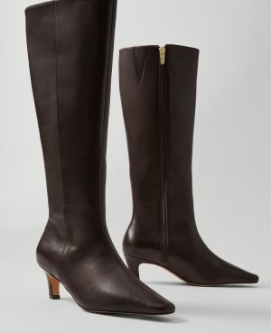 Skinny Heel Leather Tall Boot