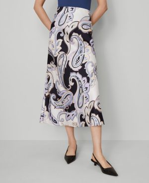 Petite Paisley Satin Bias Slip Skirt