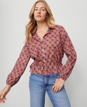 Petite Weekend Collection Floral Tie Waist Popover